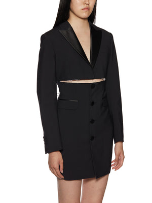 Sleek Black Virgin Wool Dress for Women - FW21