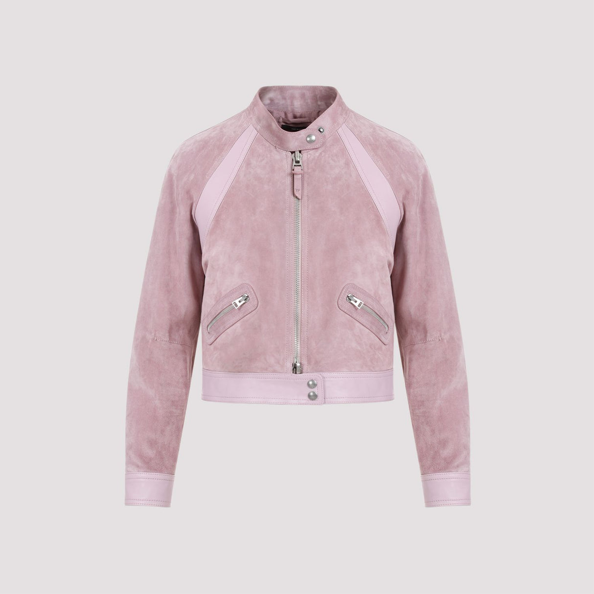粉紫色羊皮革短款夾克 - SS24