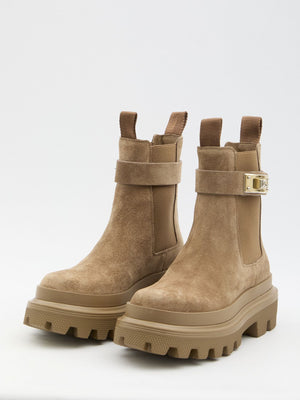 DOLCE & GABBANA Solid Beige Ankle Boots for Women