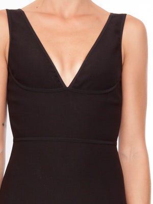 DSQUARED2 Black Wool Mini Dress with Back Zip Closure and Detachable Stuffing for Women