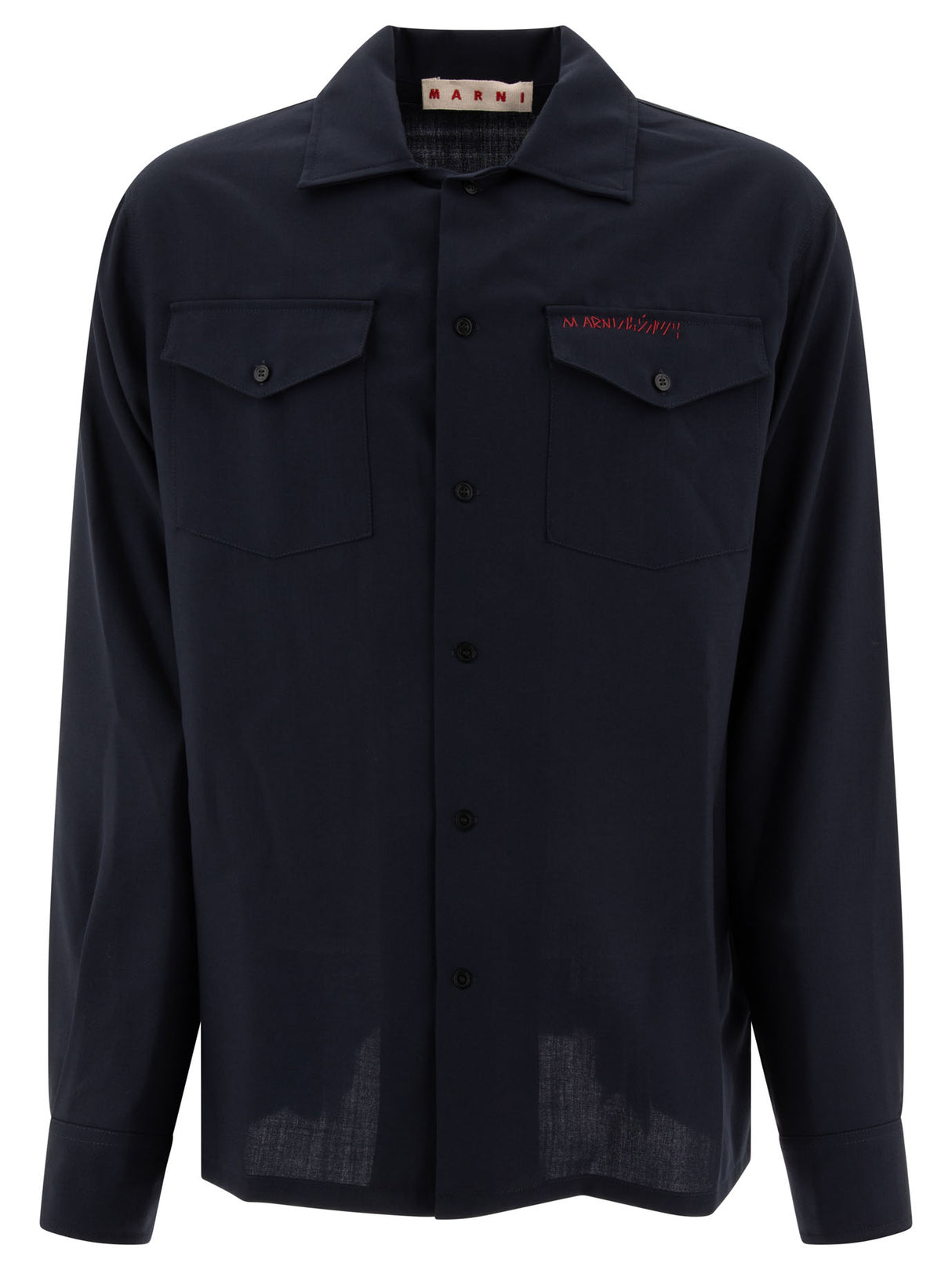 MARNI Embroidered Logo Wool Shirt - Regular Fit