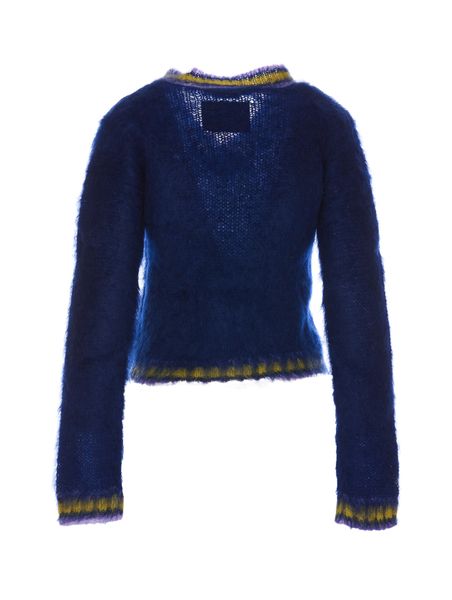 Áo len phối lông mịn Royal Blue với tay dài - FW23