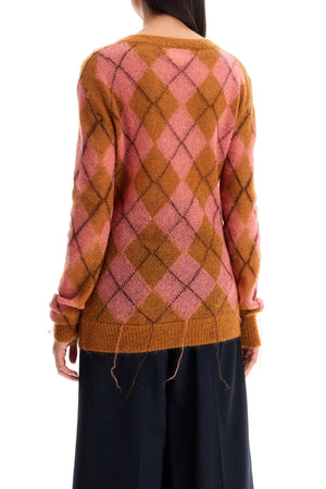 MARNI Distressed Diamond-Pattern Mohair Sweater