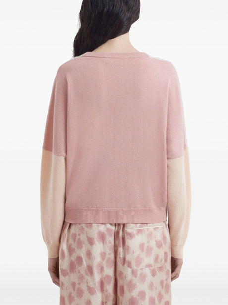 MARNI Two-Tone V-Neck Sweater with Statement Sleeves