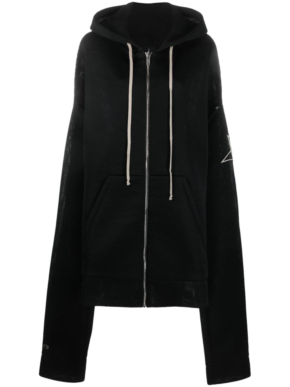 RICK OWENS X CHAMPION Oversized Zip-Up Hoodie in Black for Women - FW23 Collection