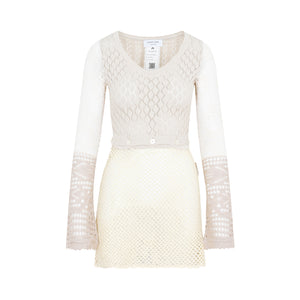 Regenerated Crochet Mini Dress for Women in Nude and Neutrals