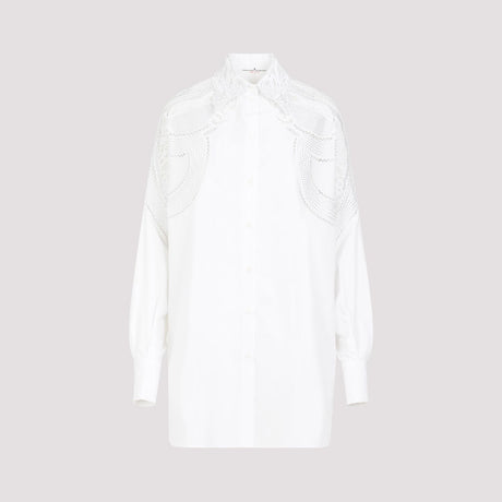 قميص من القطن للنساء باللون الأبيض من مجموعة SS24