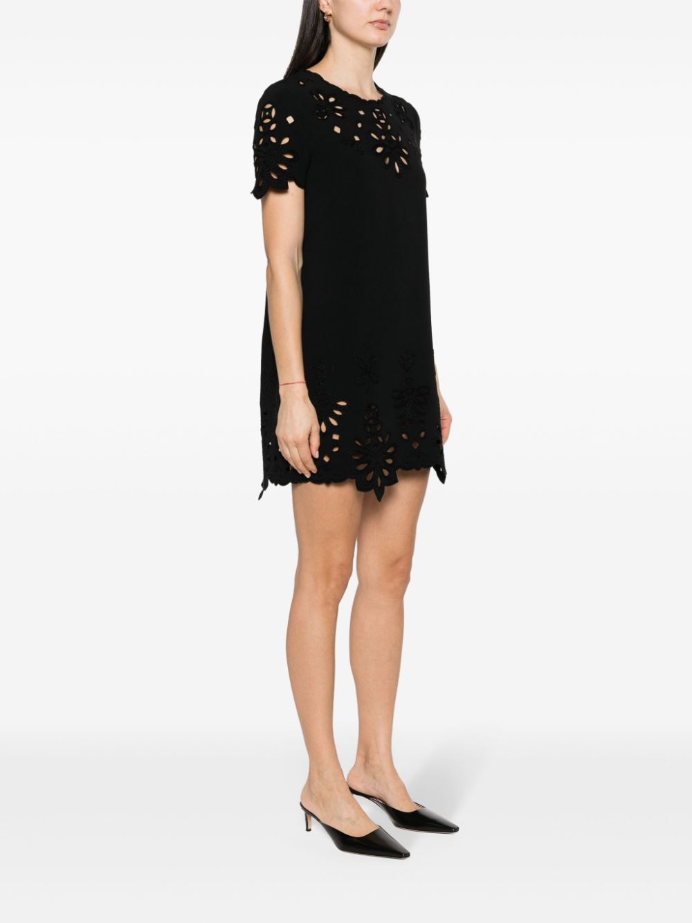 ERMANNO SCERVINO Embroidered Cotton Short Dress - Black, SS24