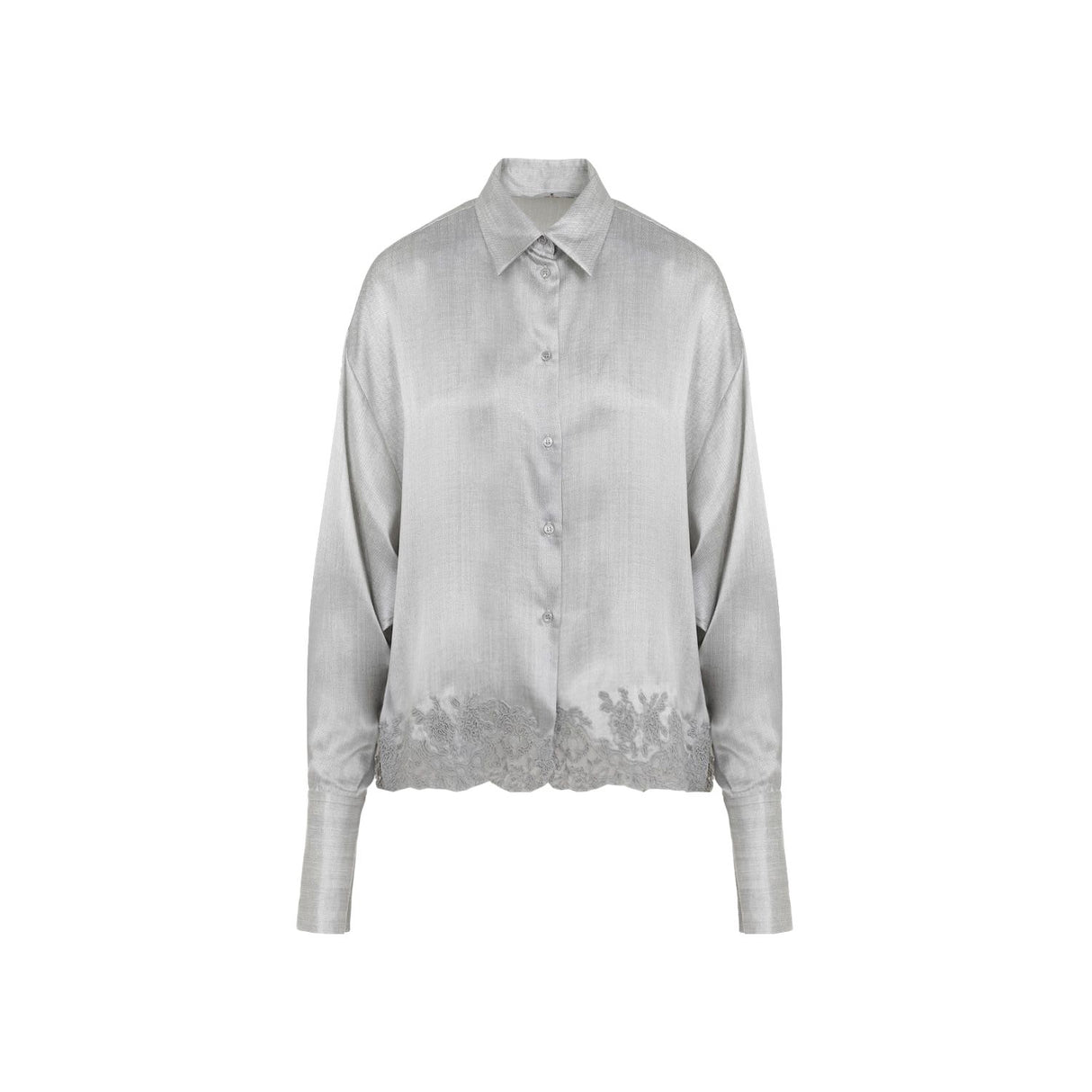 ERMANNO SCERVINO Luxurious Grey Embroidered Silk Shirt