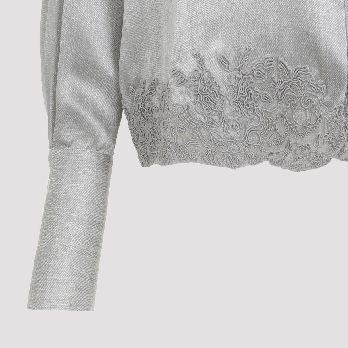 ERMANNO SCERVINO Luxurious Grey Embroidered Silk Shirt