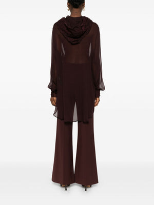 ERMANNO SCERVINO CEDAR BROWN SILK LACE SHIRT