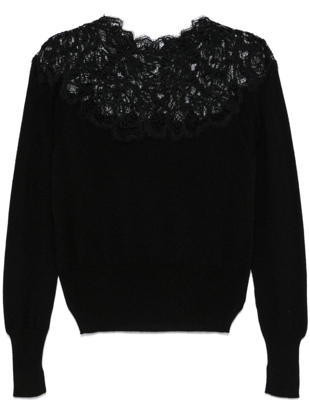 ERMANNO SCERVINO Embroidered Cashmere Sweater with Lace Detail