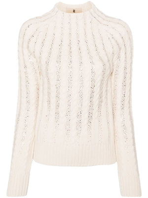 ERMANNO SCERVINO Chic Cable Knit Wool Turtle-Neck Sweater for Women