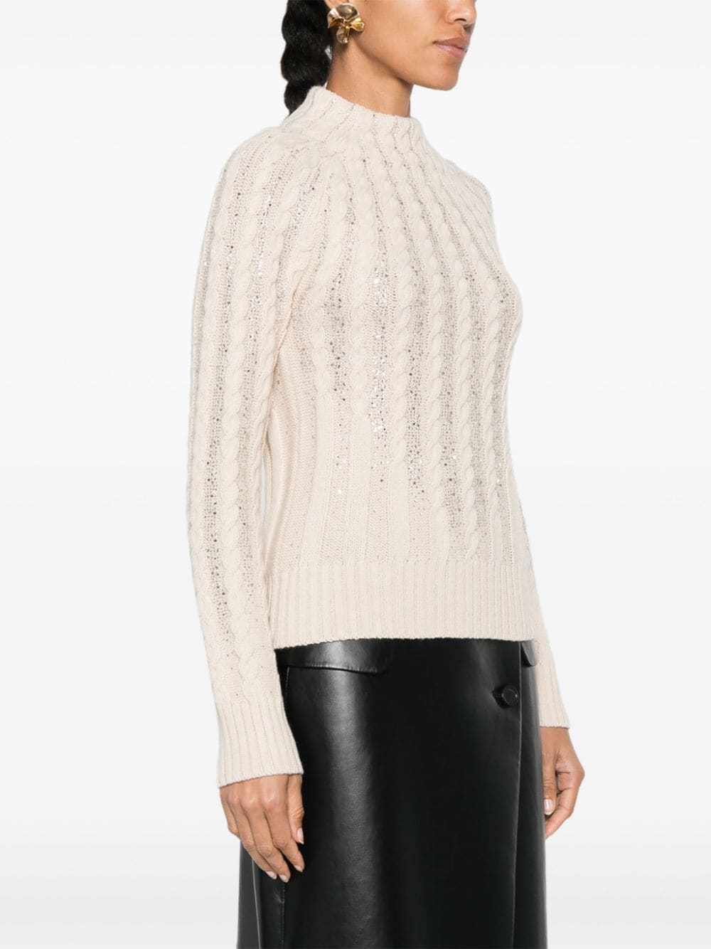 ERMANNO SCERVINO Chic Cable Knit Wool Turtle-Neck Sweater for Women