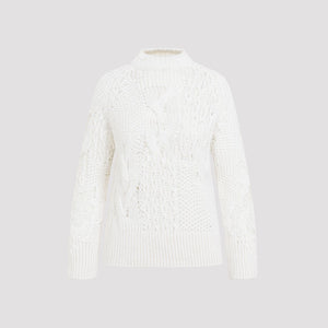 ERMANNO SCERVINO Luxury White Wool Blend Pullover