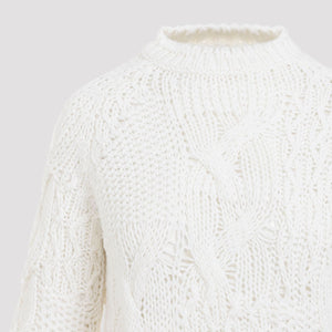 ERMANNO SCERVINO Luxury White Wool Blend Pullover