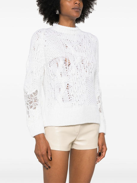 ERMANNO SCERVINO Embroidered Cable Knit Wool Sweater