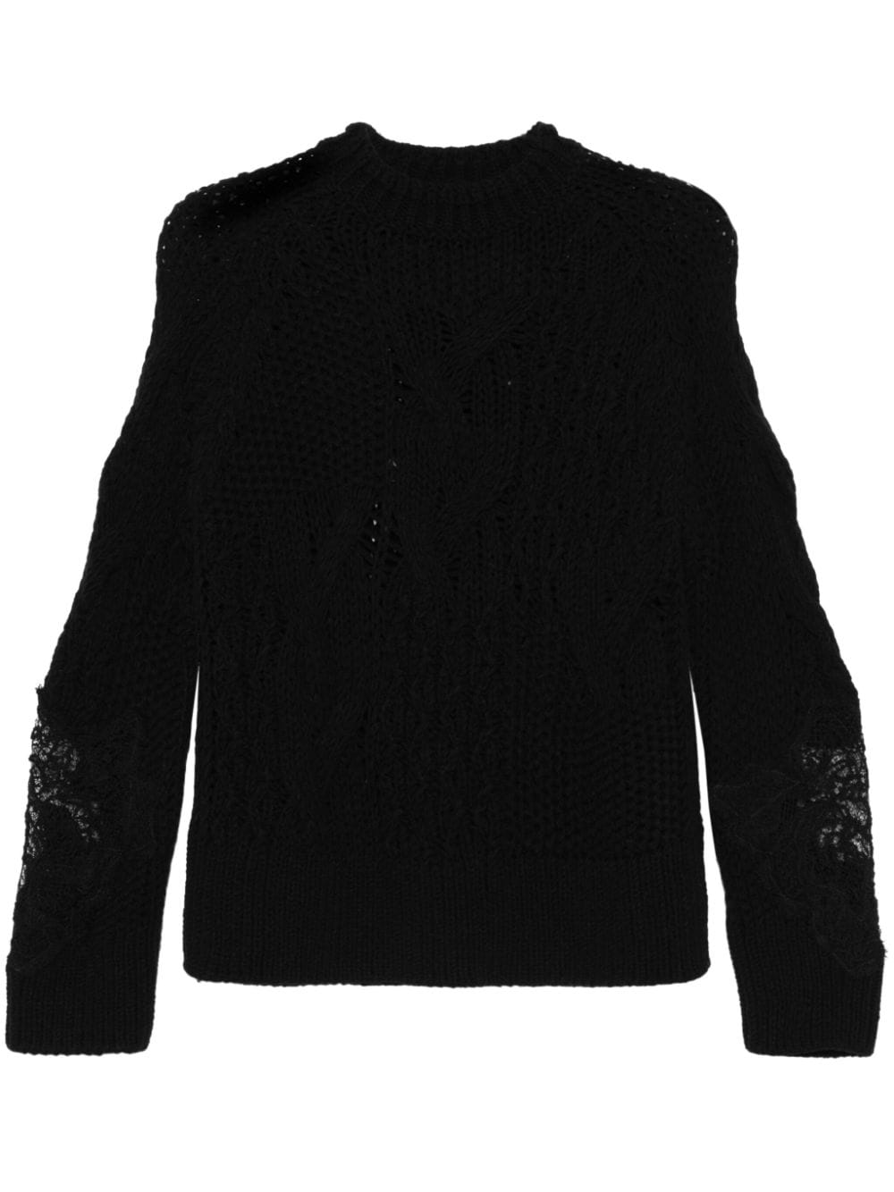 ERMANNO SCERVINO Open Knit Lace Detail Cable Knit Sweater