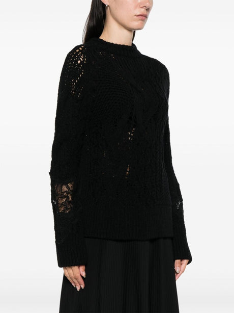 ERMANNO SCERVINO Open Knit Lace Detail Cable Knit Sweater