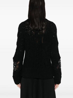 ERMANNO SCERVINO Open Knit Lace Detail Cable Knit Sweater