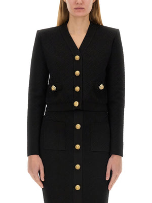 BALMAIN Chic Cardigan in Classic Black - Size 36