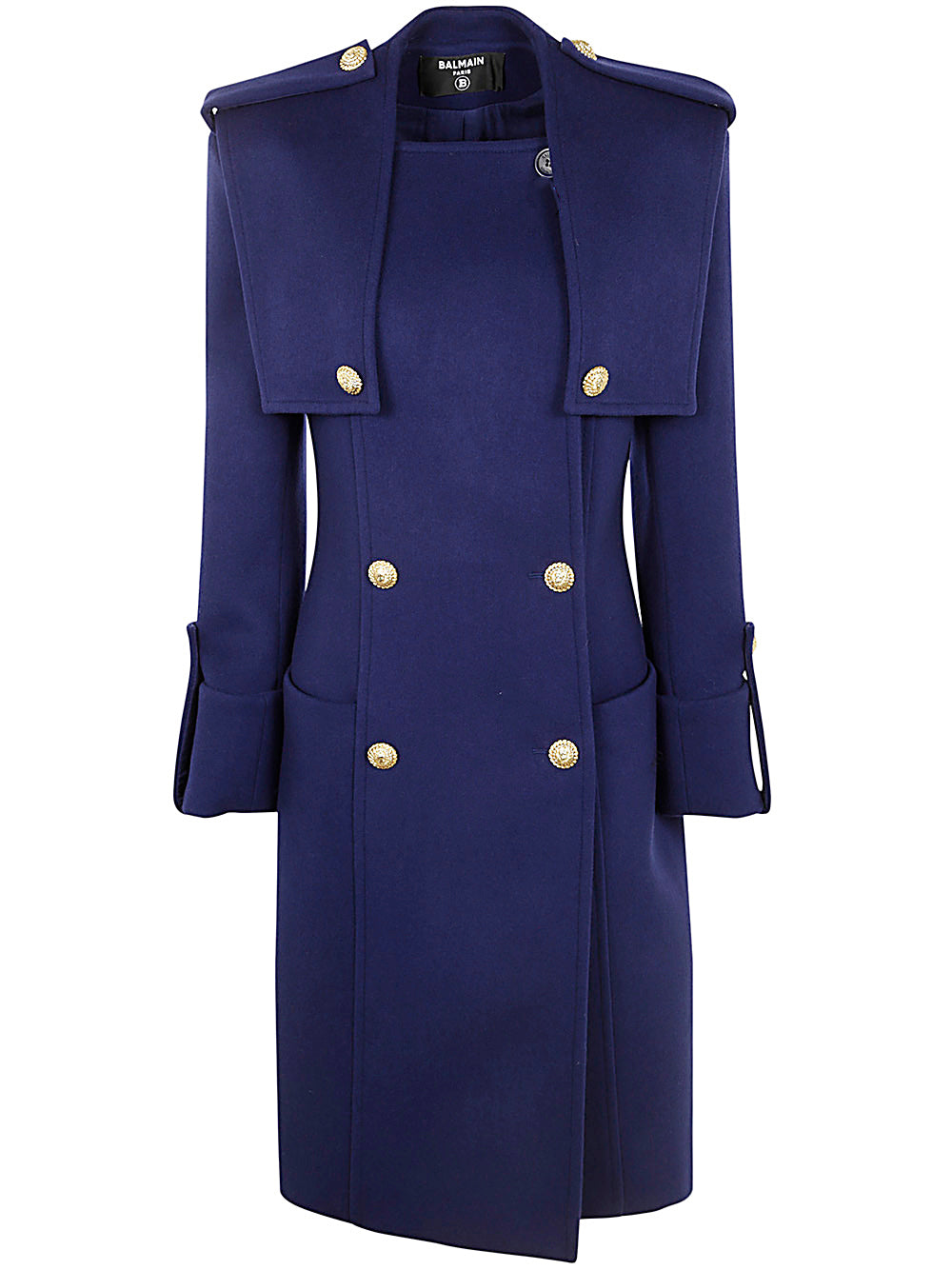 BALMAIN Buttoned Wool & Cashmere Trench Coat