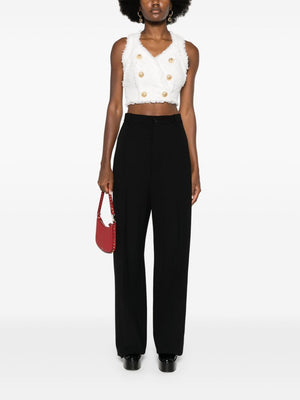 BALMAIN Elegant V-Neck Halter Cropped Top