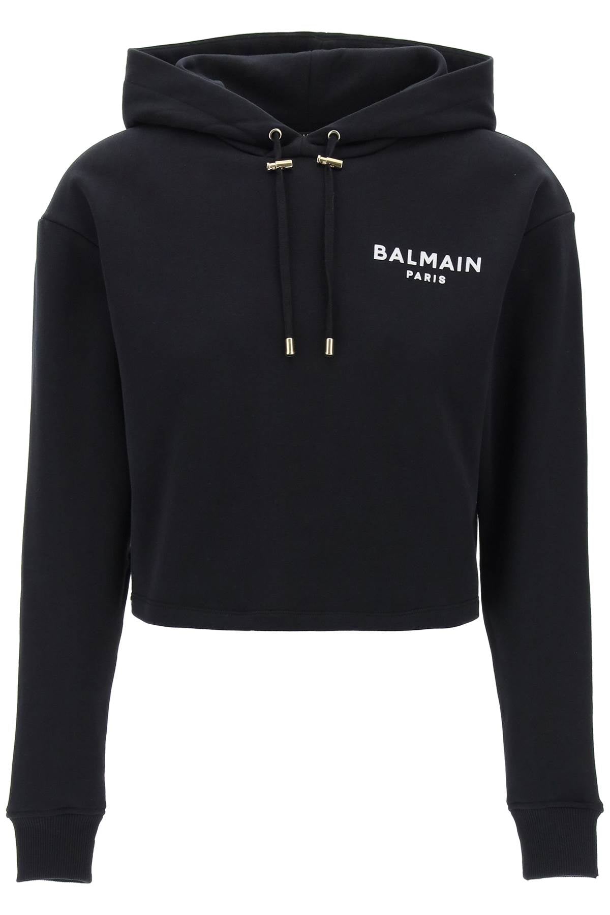 BALMAIN Cropped Mini Hoodie with Logo Accent