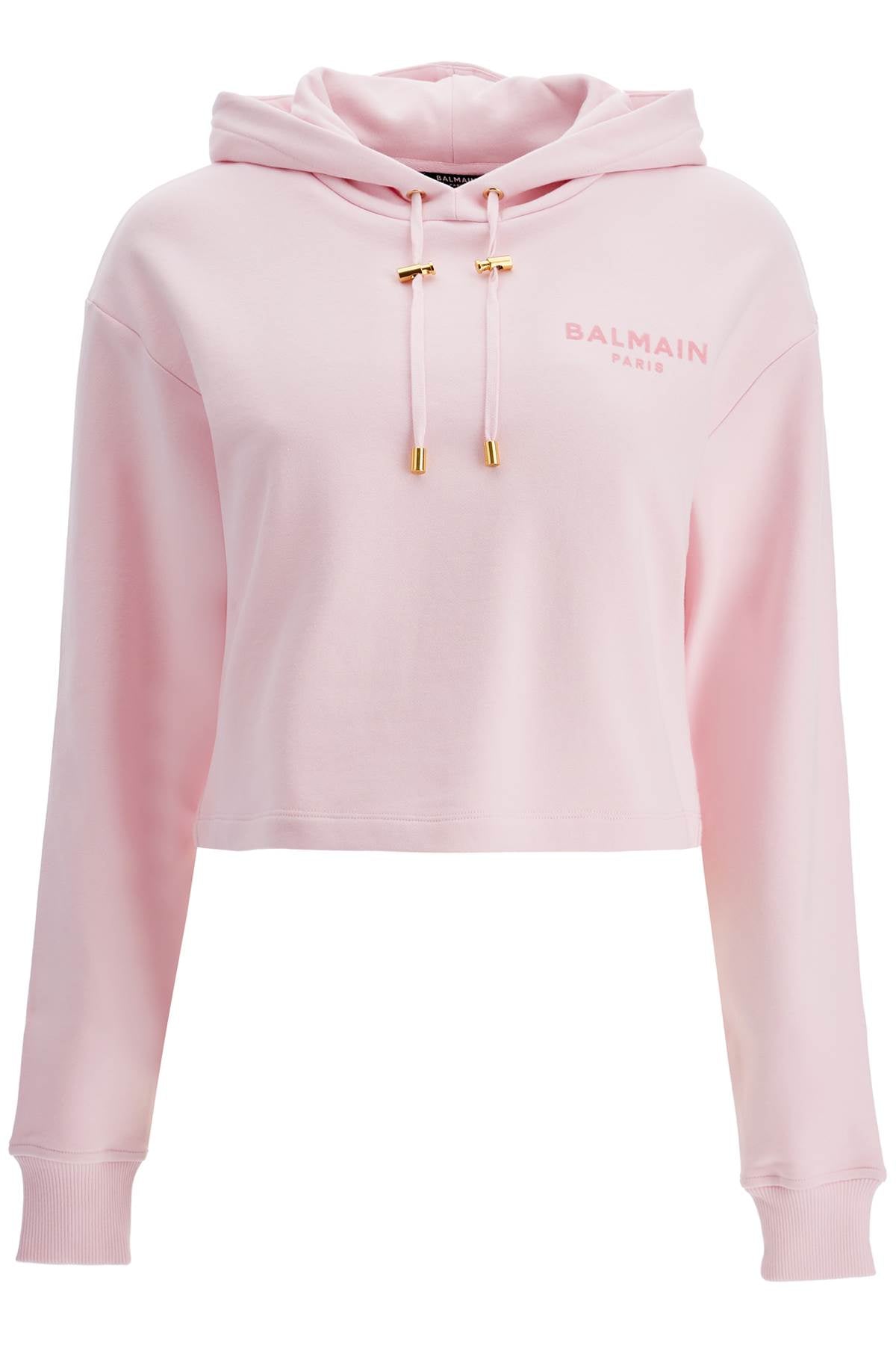 BALMAIN Cropped Mini Hoodie with Logo Accent