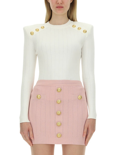 BALMAIN Elegant Button-Detail Sweater for Women