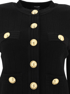 BALMAIN Elegant Viscose Blend Cardigan with Signature Buttons