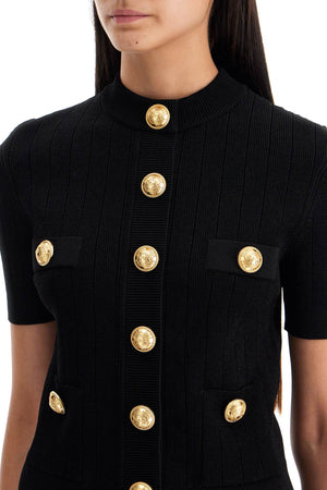 BALMAIN Structured Shoulder V-Neck Cardigan