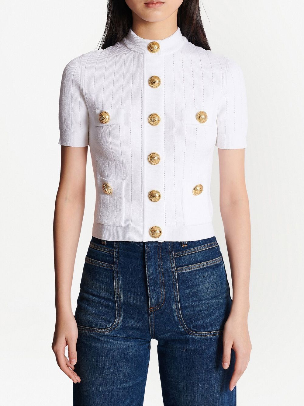 BALMAIN Chic Cropped Button-Up Cardigan