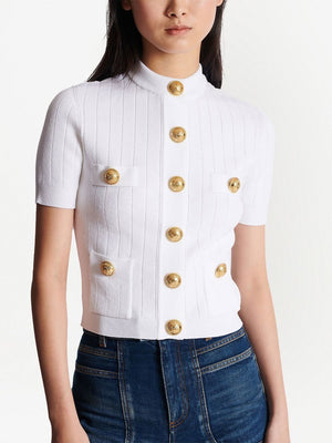 BALMAIN Chic Cropped Button-Up Cardigan