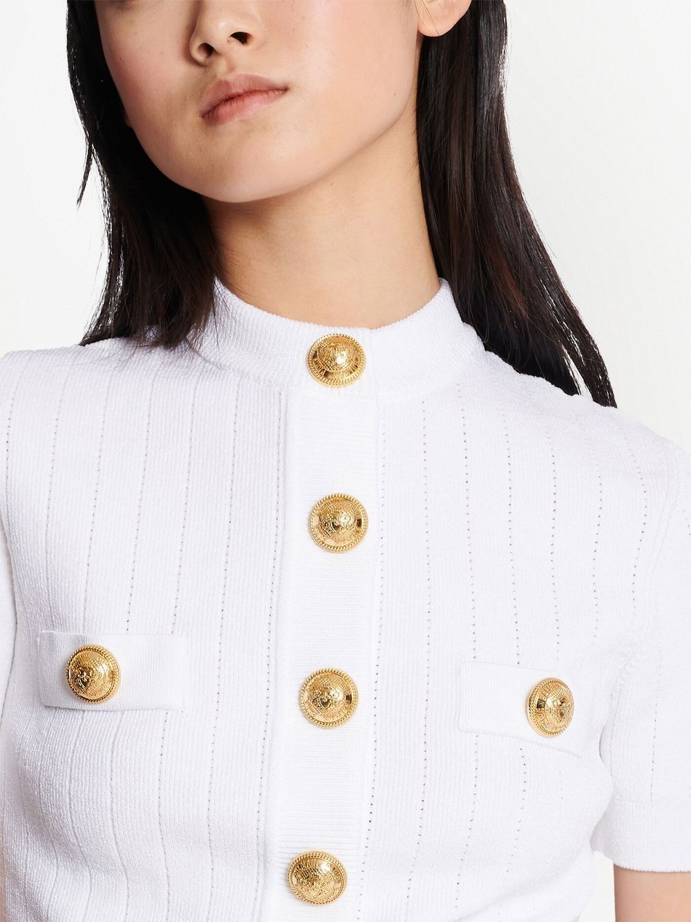 BALMAIN Chic Cropped Button-Up Cardigan