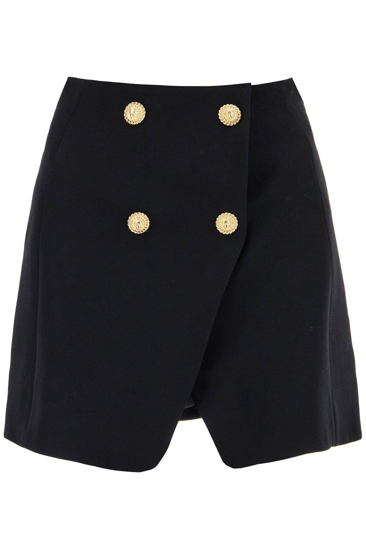 BALMAIN Elegant Flared Mini Skirt with Lion Detail Buttons