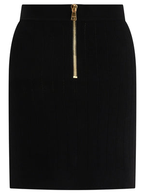 BALMAIN Black Mini Skirt for Women - 24FW Fashion Style