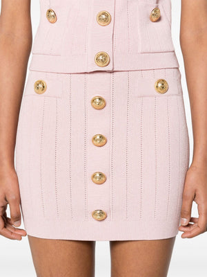 BALMAIN Elegant Pink Buttoned Mini Skirt