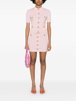 BALMAIN Elegant Pink Buttoned Mini Skirt