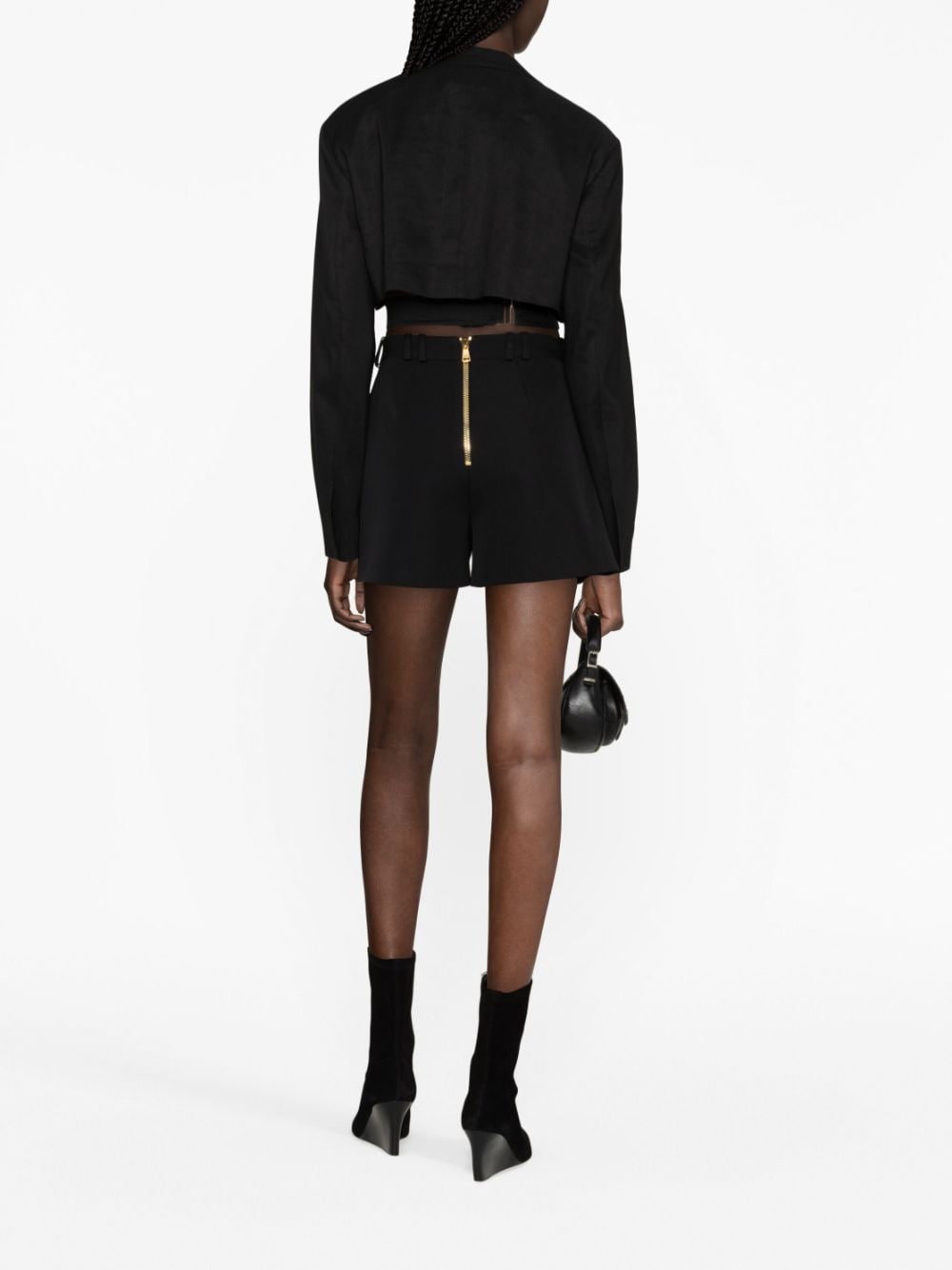 BALMAIN Elegant High-Waist Wool Shorts with Gold-Tone Detailing