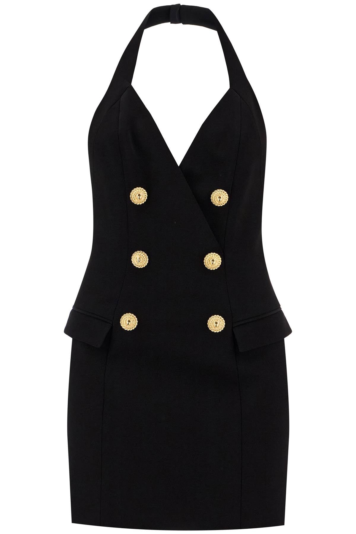 BALMAIN Elegant Chain-Buttoned Halter Mini Dress