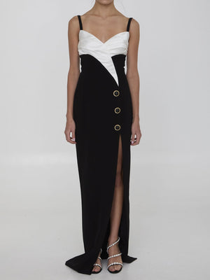 BALMAIN Elegant Bicolor Long Dress with Front Slit