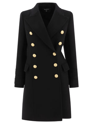 BALMAIN Elegant Double-Breasted Black Wool-Cashmere Jacket