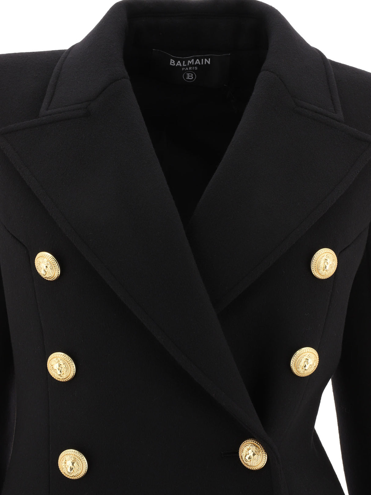 BALMAIN Elegant Double-Breasted Black Wool-Cashmere Jacket