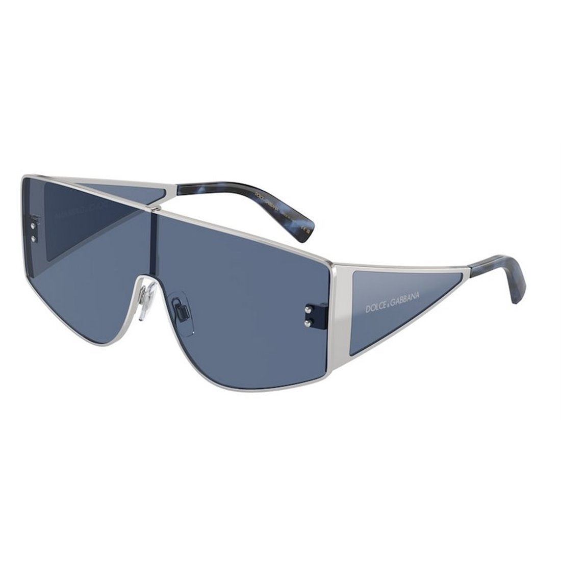 DOLCE & GABBANA Chic Silver Metal Sunglasses with Dark Blue Lenses