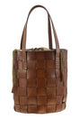 DRAGON Classic Woven Leather Round Bucket Handbag - 24x30x24 cm