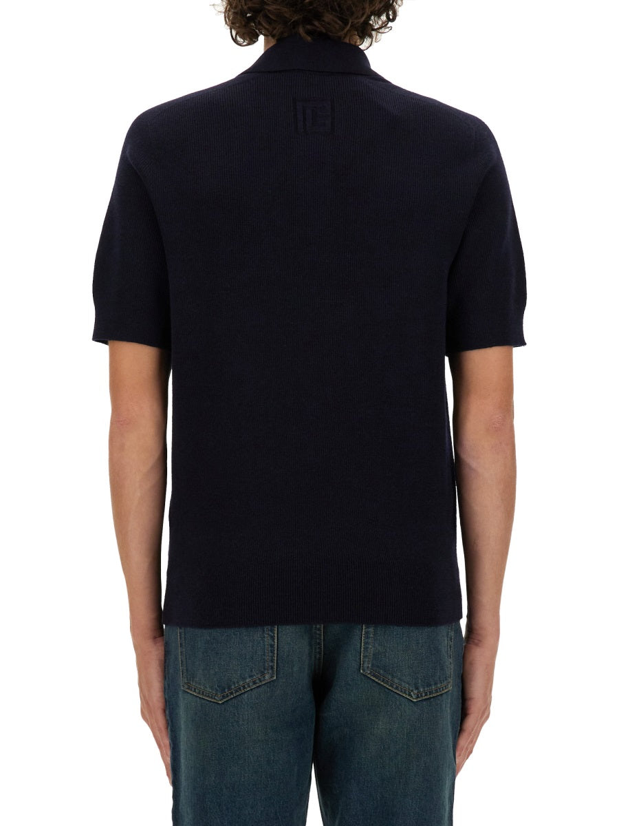 BALMAIN Merino Wool Polo Shirt - Regular Fit, Size L