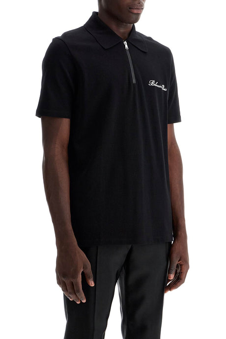 BALMAIN Signature Embroidered Zip Polo