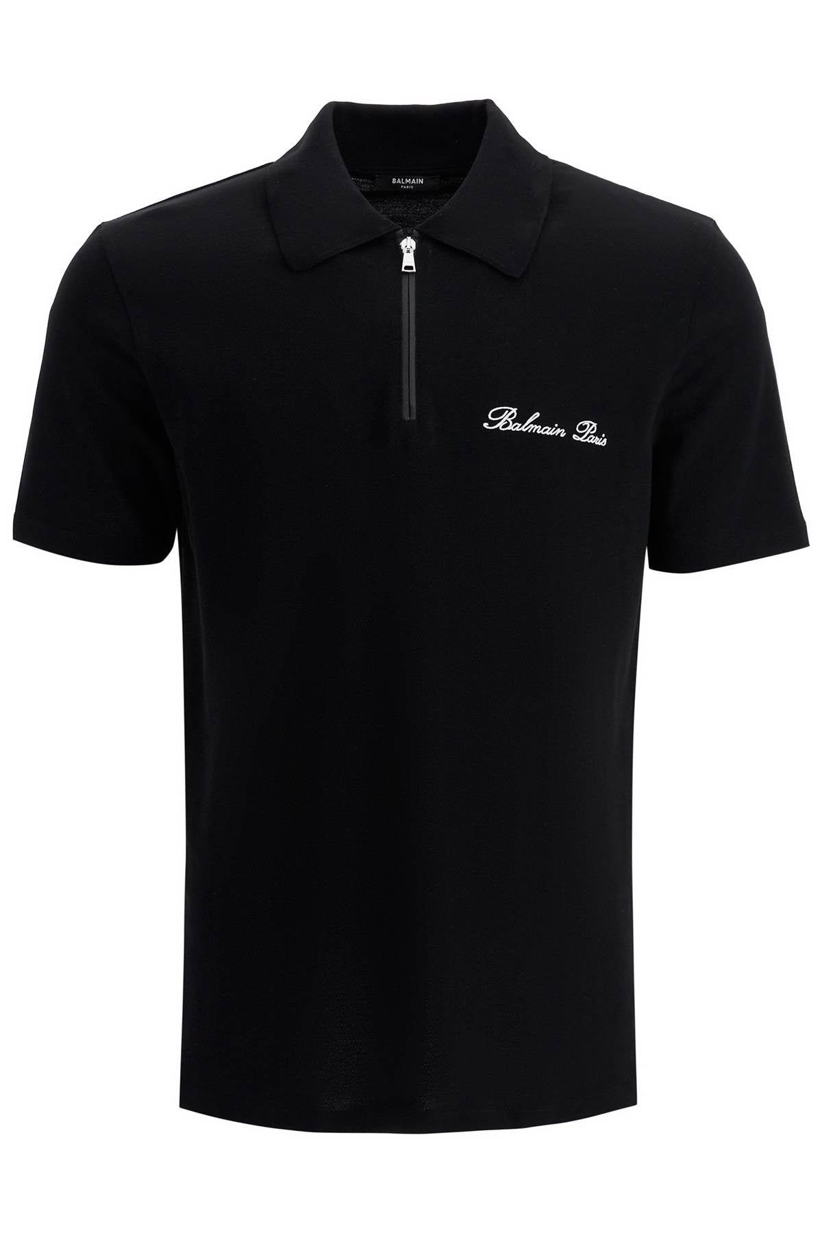 BALMAIN Signature Embroidered Zip Polo