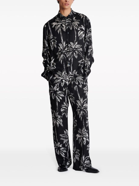 BALMAIN Men's Satin Palm Print Button-Up Shirt